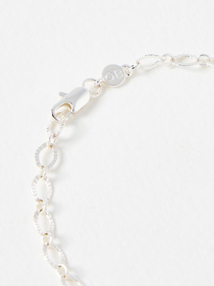 Oliver Bonas Silver Tone Nivia Textured Links Chain Bracelet - Image 3 of 3