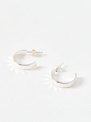 Oliver Bonas Silver Tone Donna Disco Textured Hoop Earrings - Image 1 of 4