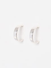 Oliver Bonas Silver Tone Donna Disco Textured Hoop Earrings - Image 2 of 4