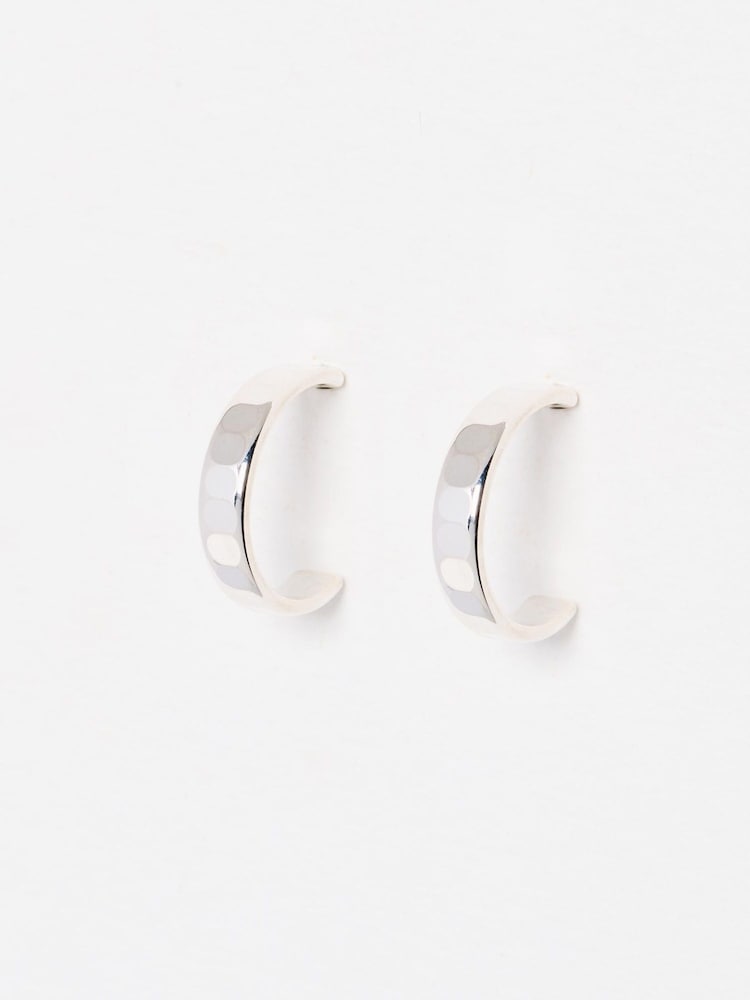 Oliver Bonas Silver Tone Donna Disco Textured Hoop Earrings - Image 2 of 4 Oliver Bonas Silver Tone Donna Disco Textured Hoop Earrings - Image 2 of 4