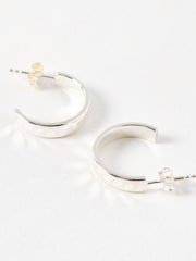 Oliver Bonas Silver Tone Donna Disco Textured Hoop Earrings - Image 4 of 4