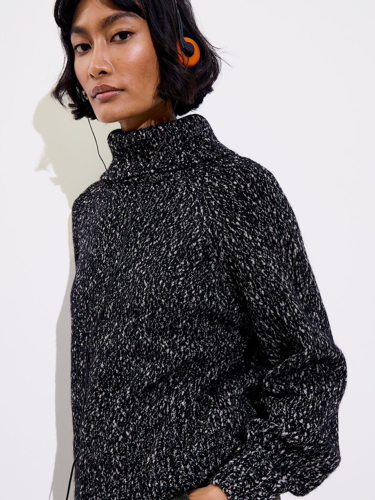 Oliver Bonas Black Sparkle Roll Neck Knitted Jumper - Image 1 of 8 Oliver Bonas Black Sparkle Roll Neck Knitted Jumper - Image 1 of 8