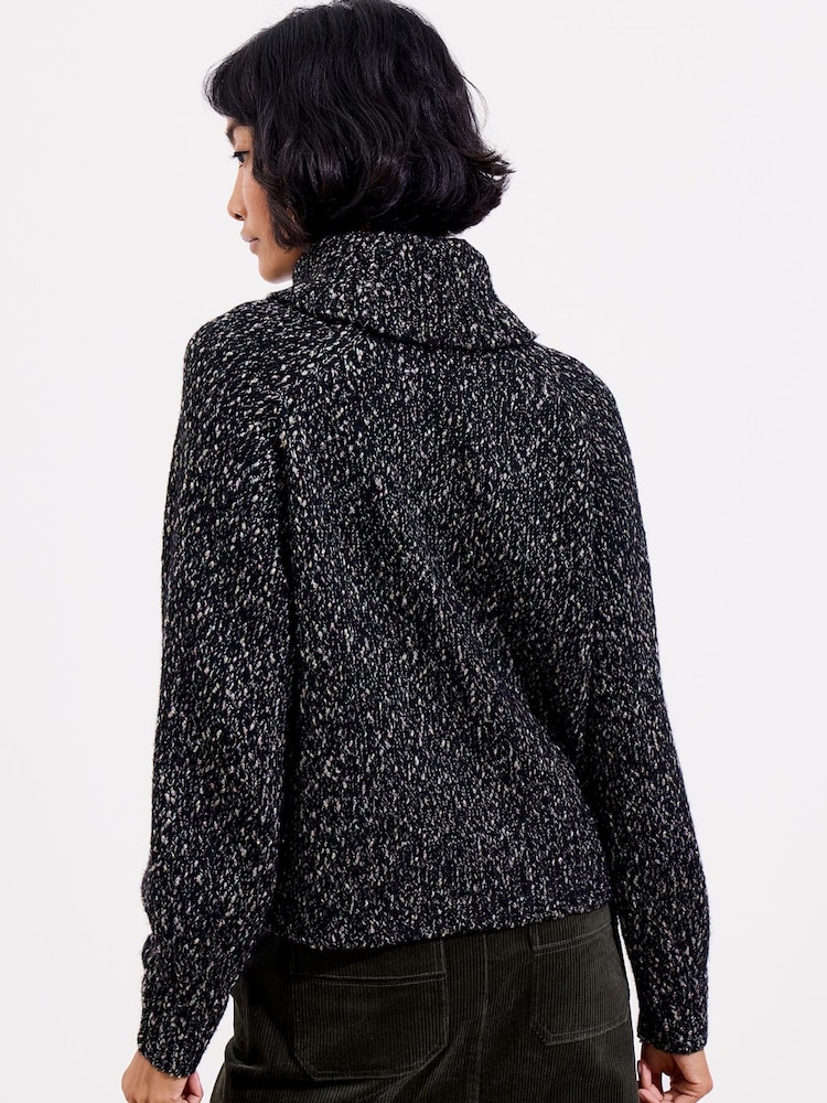 Oliver Bonas Black Sparkle Roll Neck Knitted Jumper - Image 2 of 8 Oliver Bonas Black Sparkle Roll Neck Knitted Jumper - Image 2 of 8
