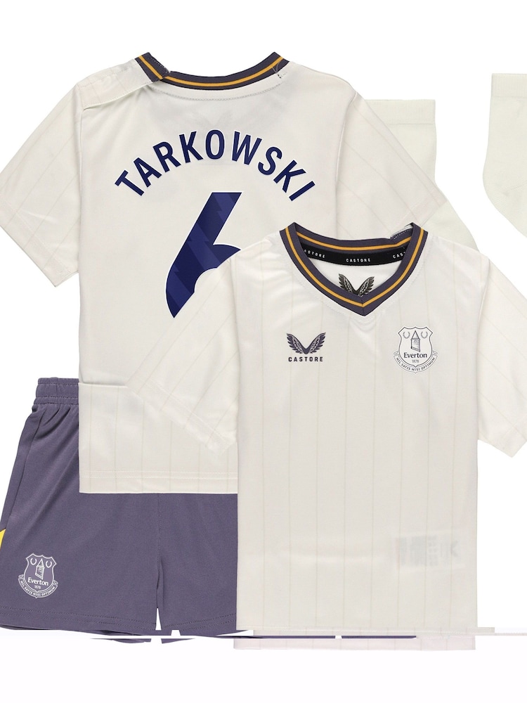 Castore White Baby Everton Third Kit 2024-25 Tarkowski 6 Football Shirt - Image 3 of 3