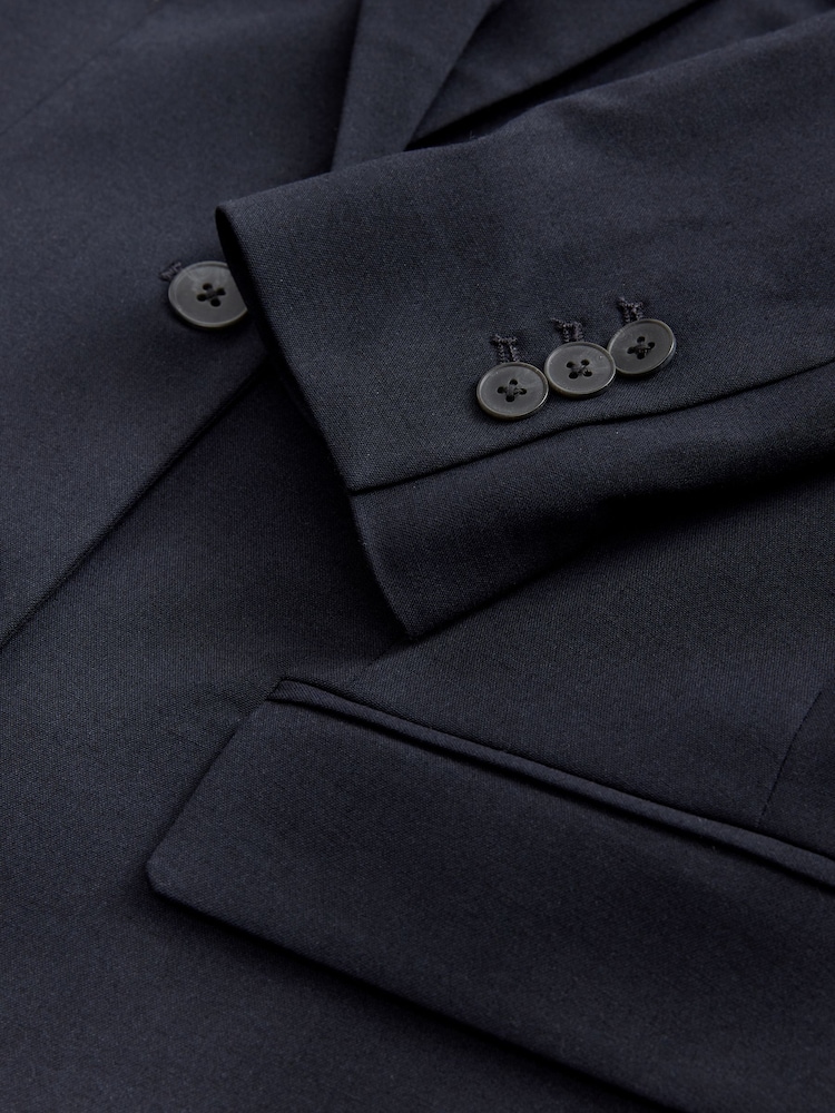 Navy Tailored Single Breasted Blazer with Wool - Image 2 of 3