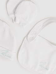 Reiss White Olyv Hat, Bib And Mittens Set - Image 5 of 5