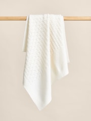 Reiss Ivory Lou 100% Cashmere Pointelle-Knit Blanket - Image 1 of 6
