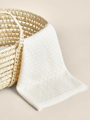 Reiss Ivory Lou 100% Cashmere Pointelle-Knit Blanket - Image 2 of 6