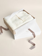 Reiss Ivory Lou 100% Cashmere Pointelle-Knit Blanket - Image 3 of 6