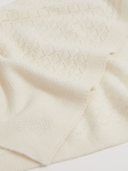Reiss Ivory Lou 100% Cashmere Pointelle-Knit Blanket - Image 6 of 6