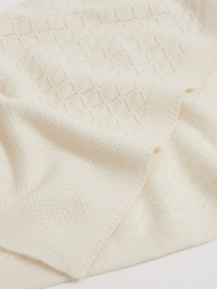 Reiss Ivory Lou 100% Cashmere Pointelle-Knit Blanket - Image 6 of 6