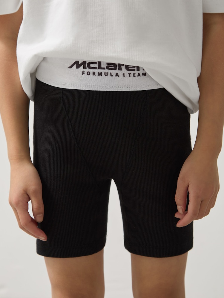 Reiss Black Sophia 9-13 yrs McLaren F1 Team Ribbed Cycle Shorts - Image 1 of 6