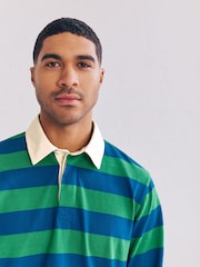 Blue/Green Stripe Long Sleeve Rugby Shirt - Image 5 of 8