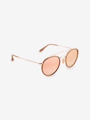 Ray-Ban Gold Round Double Bridge Sunglasses - Image 1 of 1