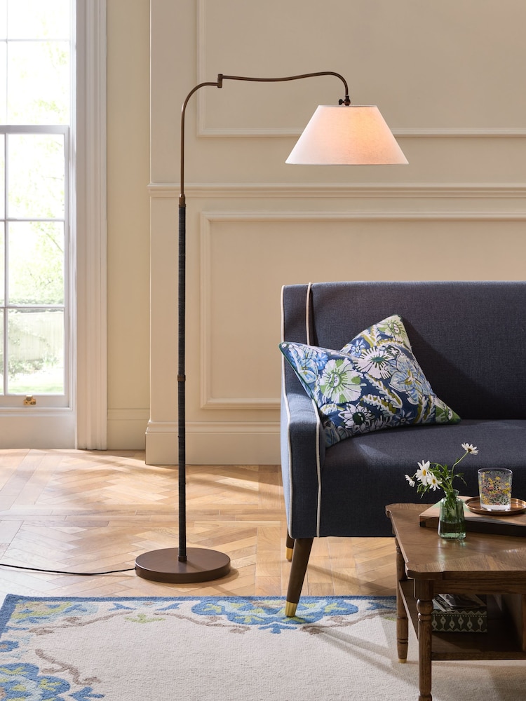 Nina Campbell Antique Brass/Black Sagano Floor Lamp - Image 1 of 5