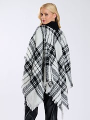 South Beach White Check Boucle Poncho - Image 2 of 6