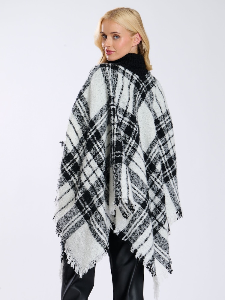 South Beach White Check Boucle Poncho - Image 2 of 6