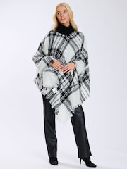South Beach White Check Boucle Poncho - Image 4 of 6