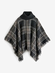 South Beach Black Check Boucle Poncho - Image 6 of 6
