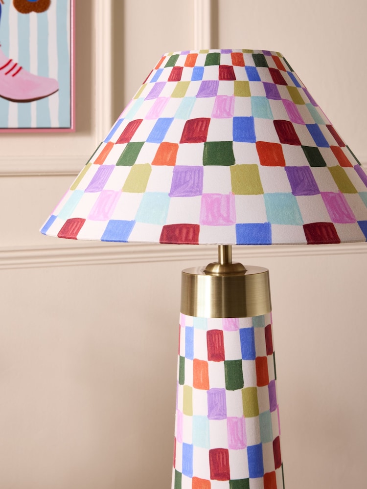 Eleanor Bowmer Multicoloured Check Print Floor Lamp - Image 2 of 3 Eleanor Bowmer Multicoloured Check Print Floor Lamp - Image 2 of 3