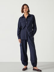 Hush Blue Ava Wool Cargo Trousers - Image 1 of 5