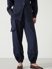 Hush Blue Ava Wool Cargo Trousers - Image 2 of 5