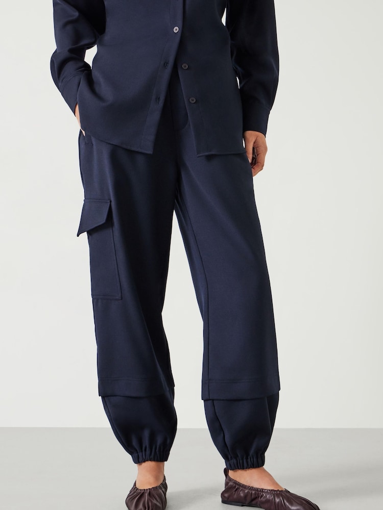 Hush Blue Ava Wool Cargo Trousers - Image 2 of 5