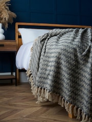 BHS Grey Fabian Herringbone Design Throw - Image 1 of 4