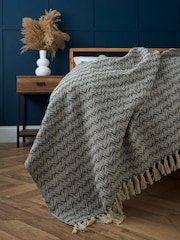 BHS Grey Fabian Herringbone Design Throw - Image 3 of 4