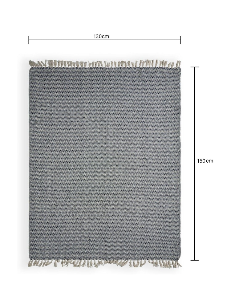 BHS Grey Fabian Herringbone Design Throw - Image 4 of 4