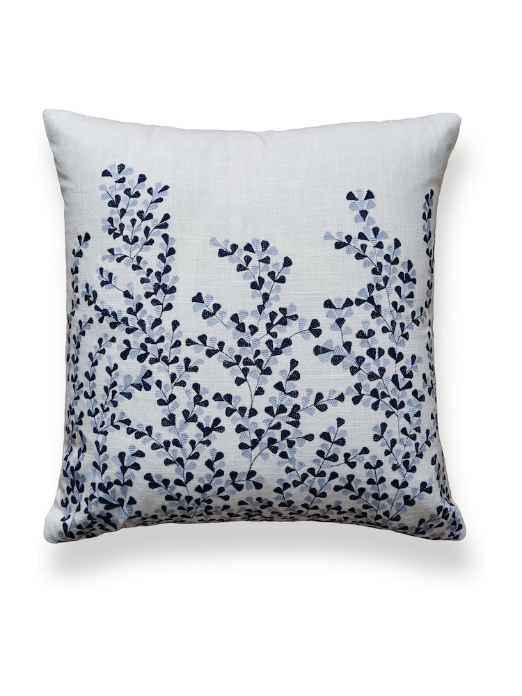 BHS Navy Embroidered 100% Cotton Cushion - Image 2 of 4