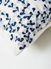 BHS Navy Embroidered 100% Cotton Cushion - Image 3 of 4