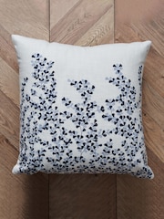 BHS Navy Embroidered 100% Cotton Cushion - Image 4 of 4