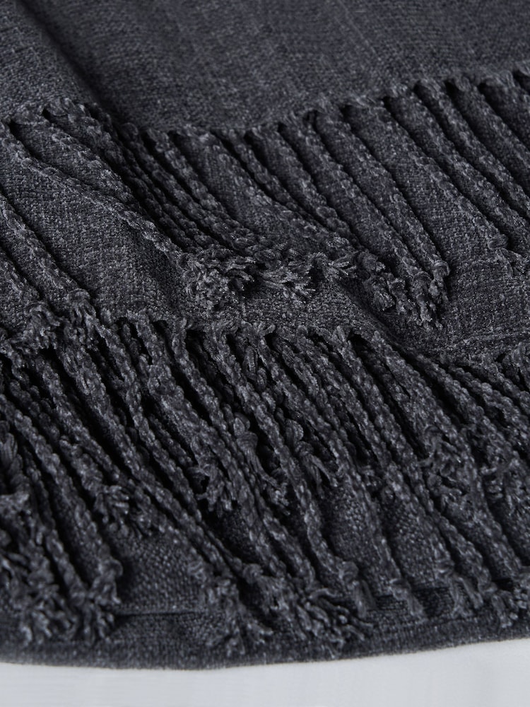 BHS Charcoal Chenille Throw - Image 2 of 4