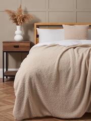 BHS Natural Teddy Fleece Throw - Image 1 of 4