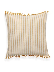 BHS Ochre 100% Cotton Pin Stripe Cushion - Image 4 of 4