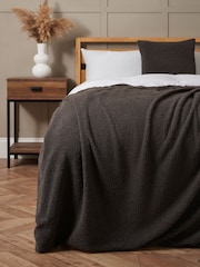 BHS Grey Teddy Fleece Throw - Image 1 of 4