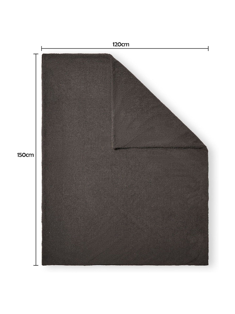 BHS Grey Teddy Fleece Throw - Image 4 of 4