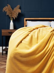 BHS Ochre Microfleece Throw - Image 1 of 4