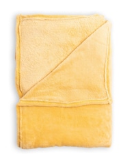 BHS Ochre Microfleece Throw - Image 2 of 4