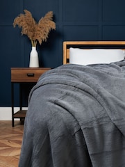 BHS Charcoal Microfleece Throw - Image 1 of 4