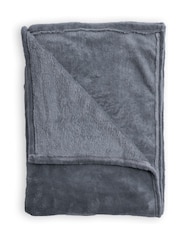 BHS Charcoal Microfleece Throw - Image 2 of 4