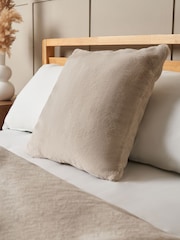 BHS Natural Faux Fur Cushion - Image 1 of 4
