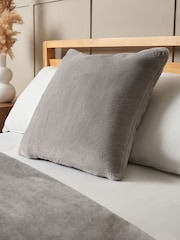 BHS Grey Faux Fur Cushion - Image 1 of 4