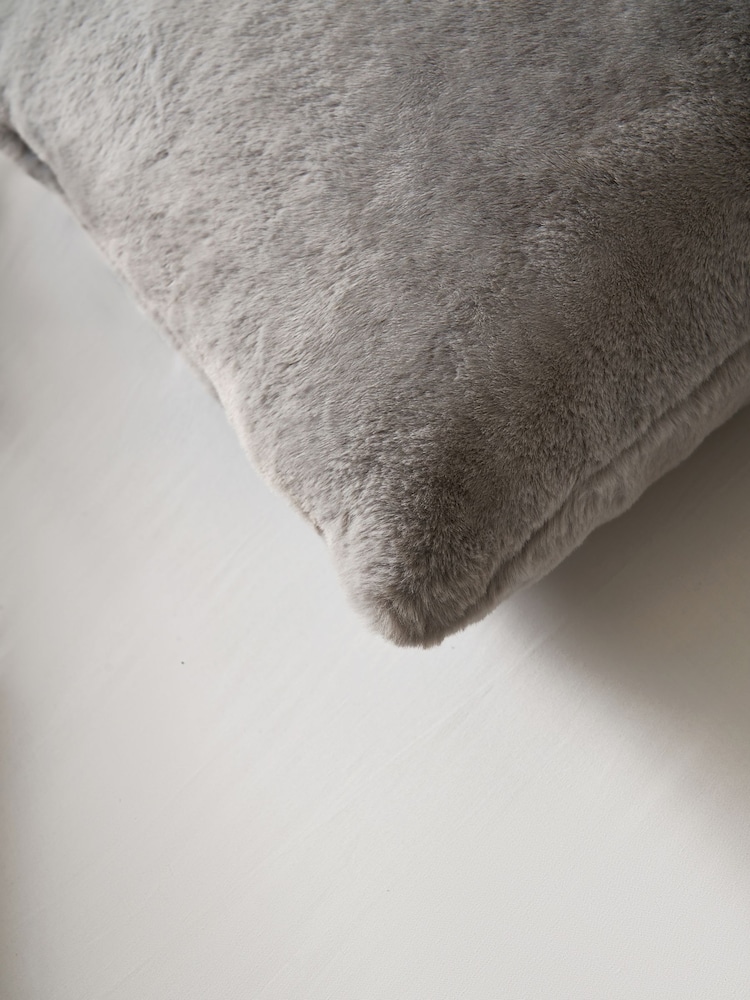 BHS Grey Faux Fur Cushion - Image 2 of 4
