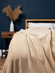 BHS Latte Microfleece Throw - Image 1 of 4