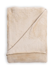 BHS Latte Microfleece Throw - Image 2 of 4