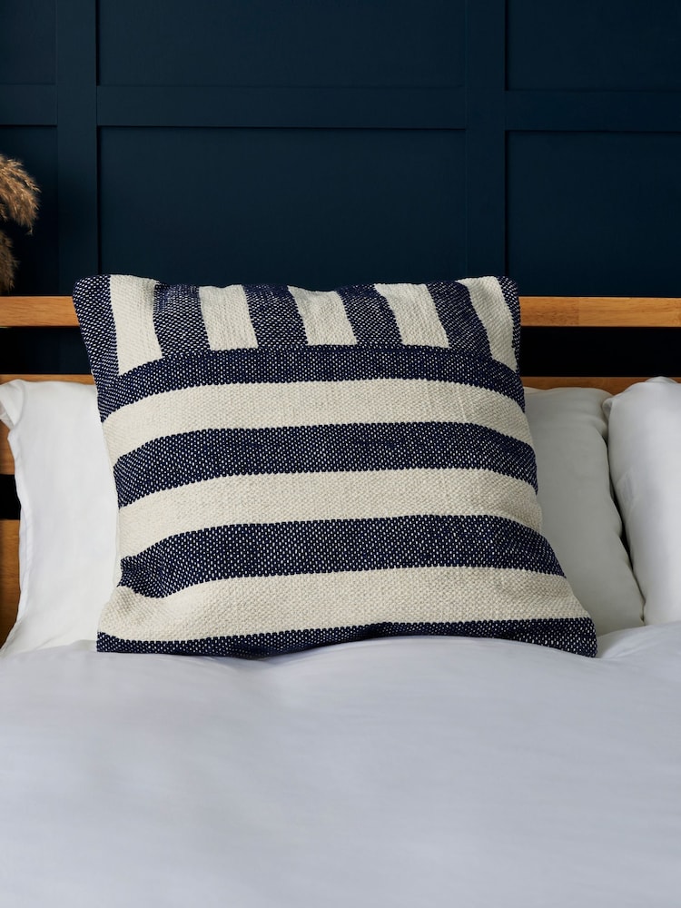 BHS Navy Tino Striped Cushion - Image 1 of 4