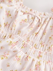 Pink Textured Floral Shirred Bardot Top & Skirt Set (3-16yrs) - Image 3 of 5