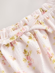 Pink Textured Floral Shirred Bardot Top & Skirt Set (3-16yrs) - Image 4 of 5